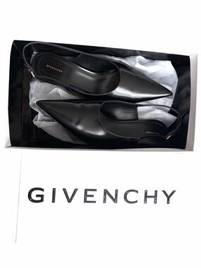 Givenchy Black Patent Leather Pointed Slingback Pumps
